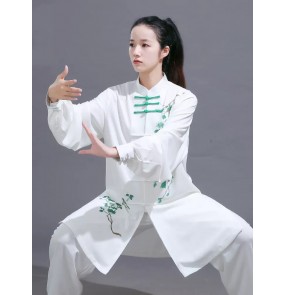 Tai Chi Chinese kung fu uniforms for men and  women printed flowers martial arts wushu performance competition suit for male